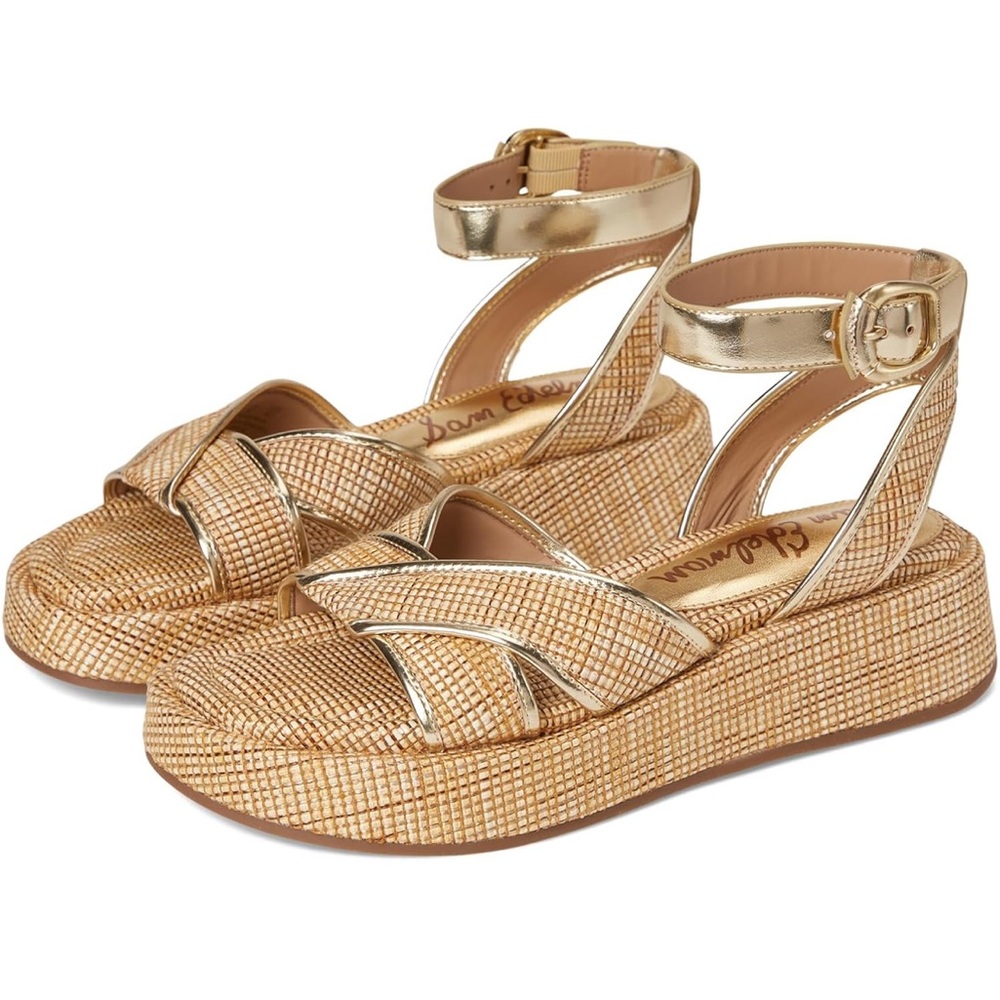 Sam Edelman Gold Metallic Sandals with Platform Sole